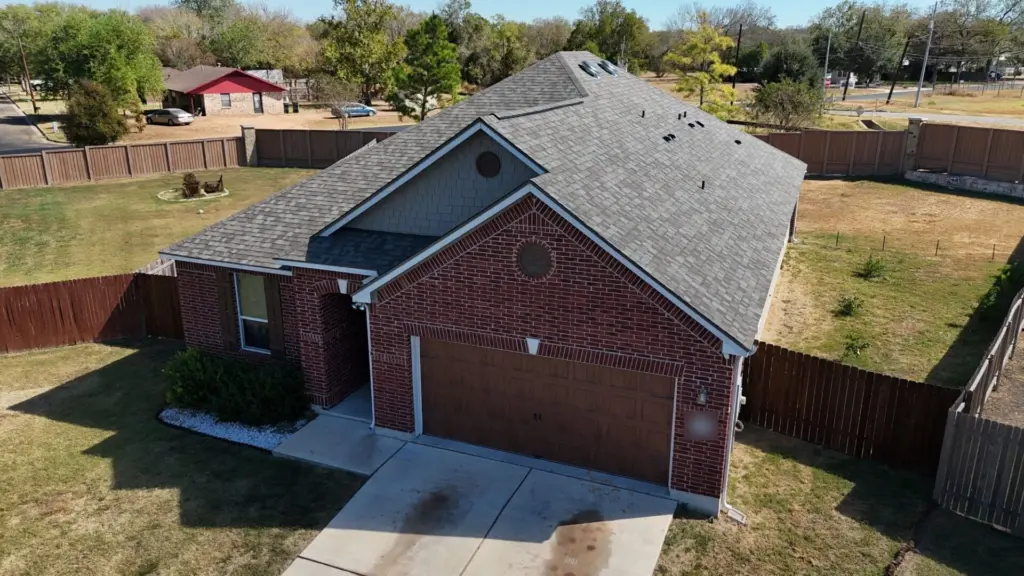 The new Driftwood roof seen from above the driveway