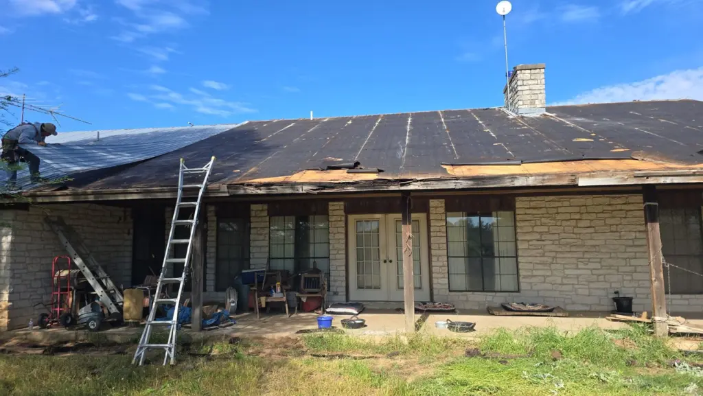 Old roof removed exposing rotted fascia